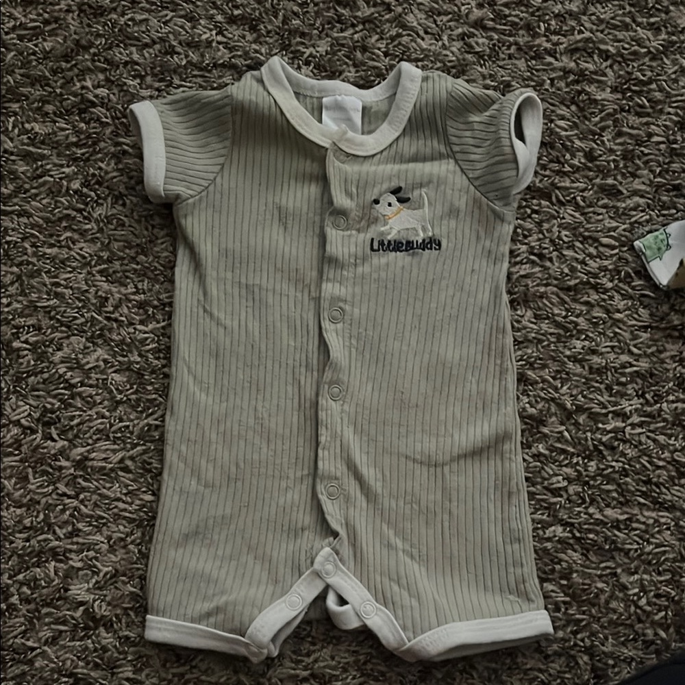 Gray Striped Baby Romper